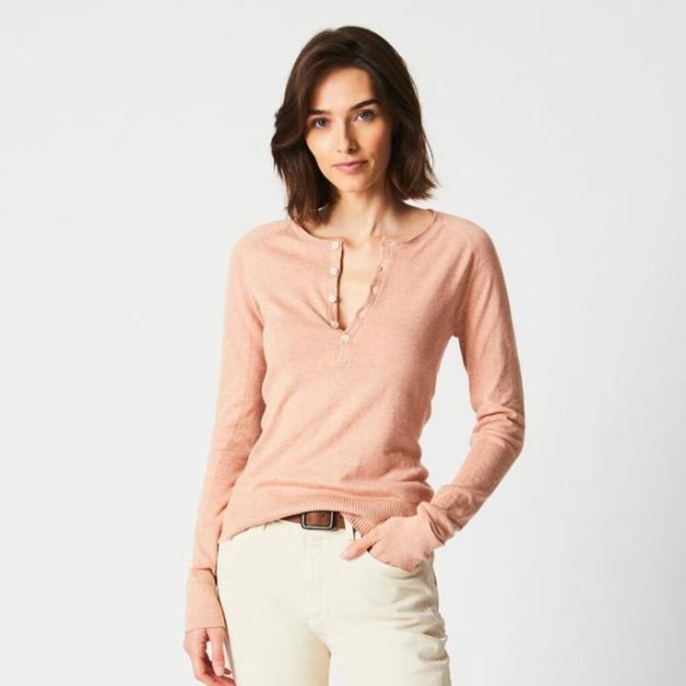 Billy Reid Fine Gauge Henley in Pink Salt Size XS NWT